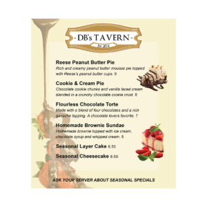 DB'sTavern Menu